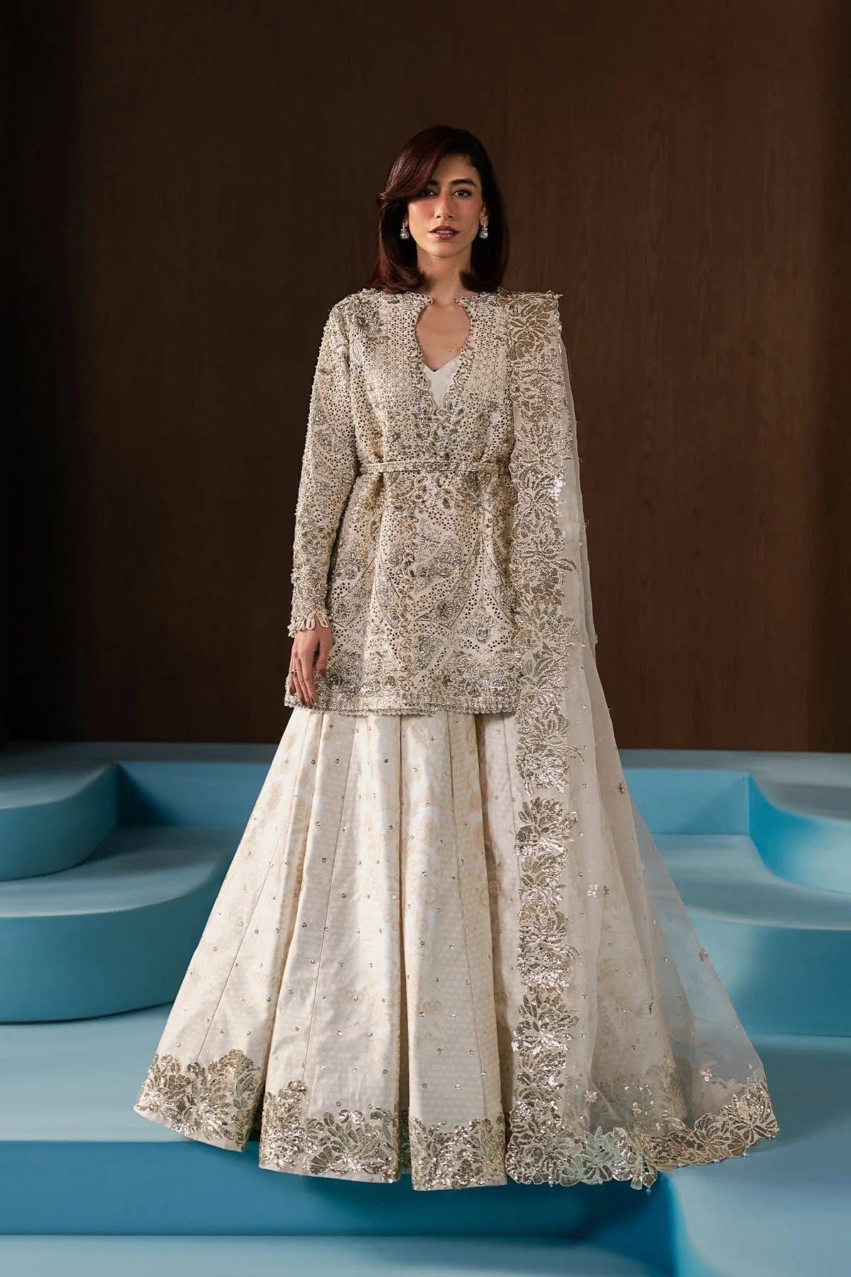 Teal Bridal Embroidered Dress