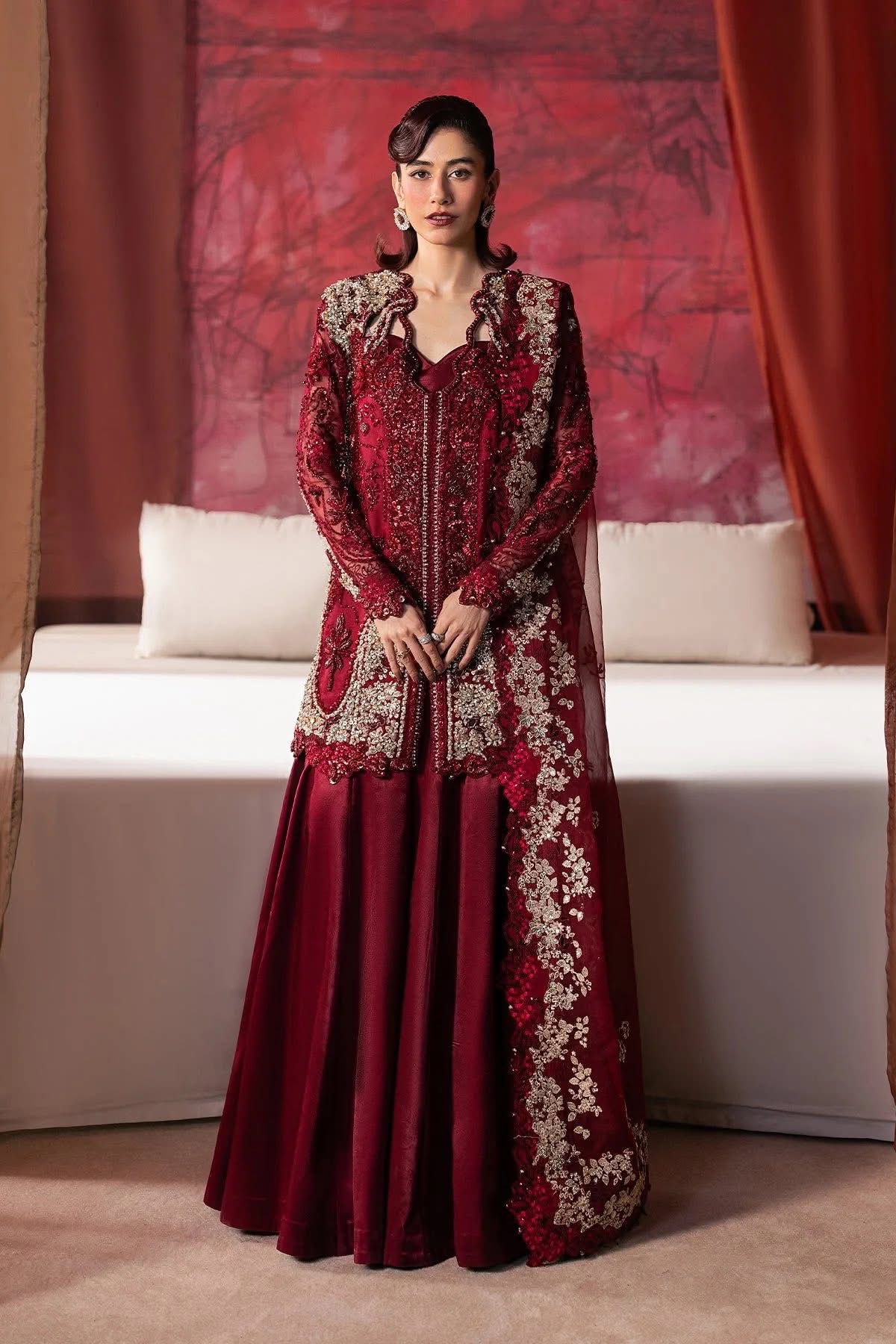 Brown Golden Embroidered Dress
