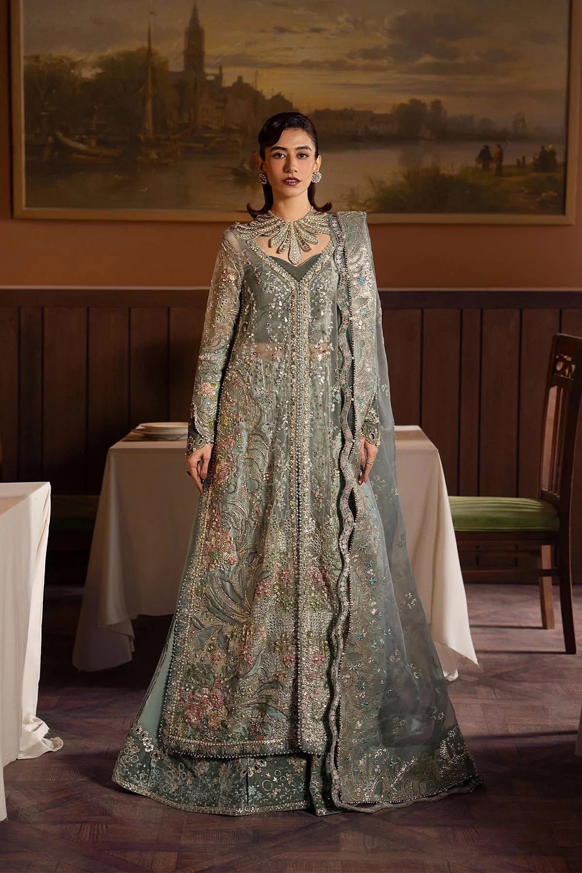 Teal Embroidered Party Dress