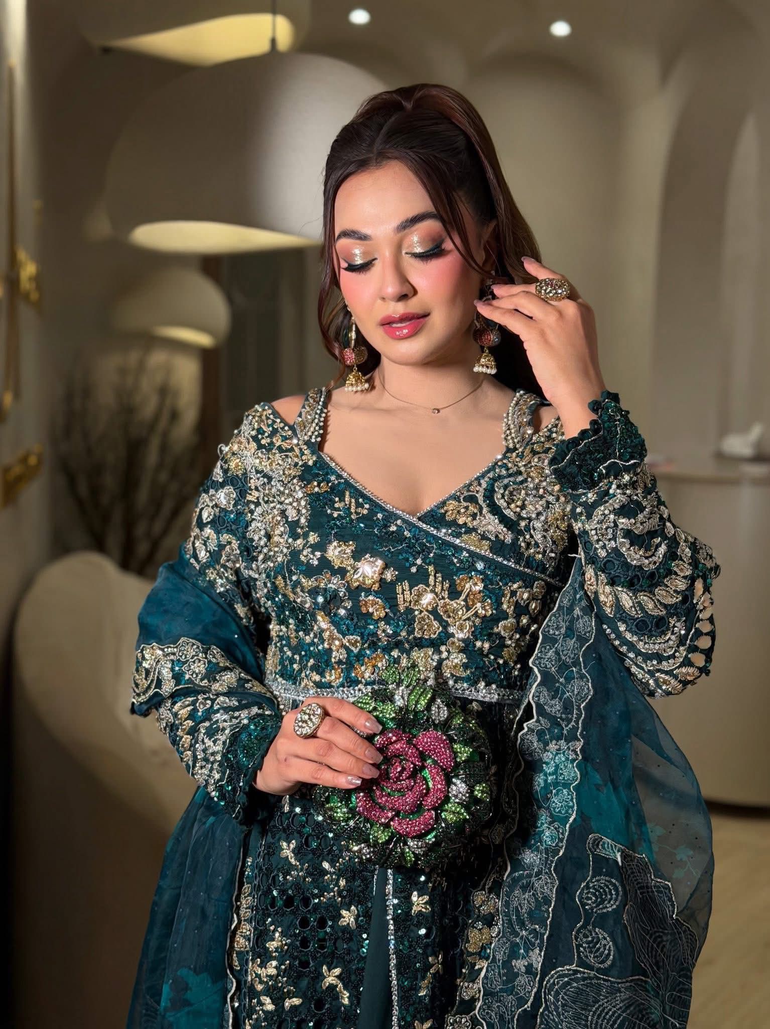 Sage Green Embroidered Gown